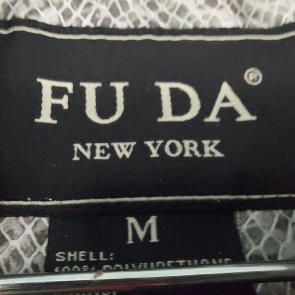 FU DA Women's Silver Gray Jacket Medium Snake Skin Full Zip Vegan Leather - Picture 4 of 11